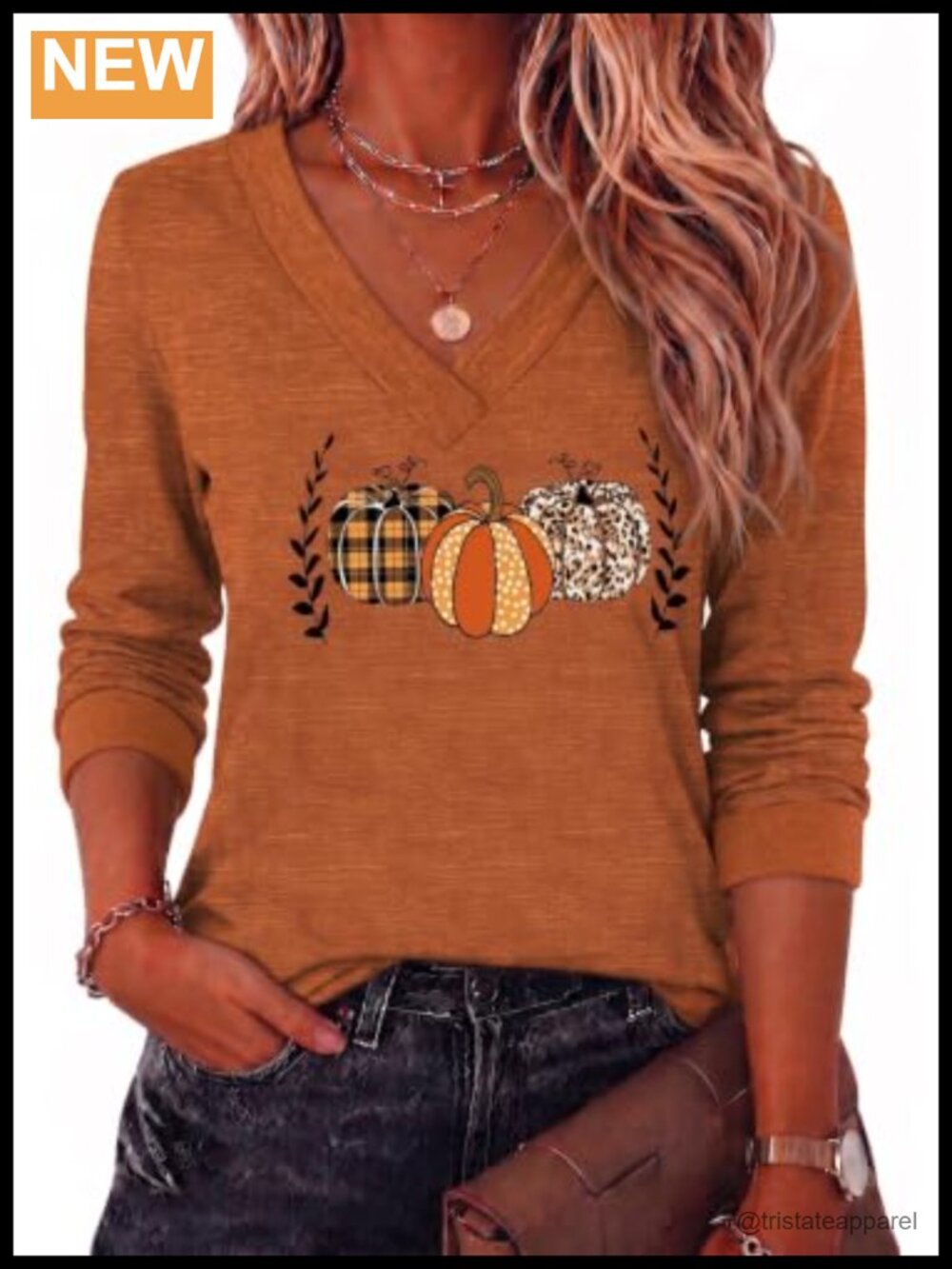 Women Long Sleeve V Neck Loose Fit Work Blouse Casual Fall Top